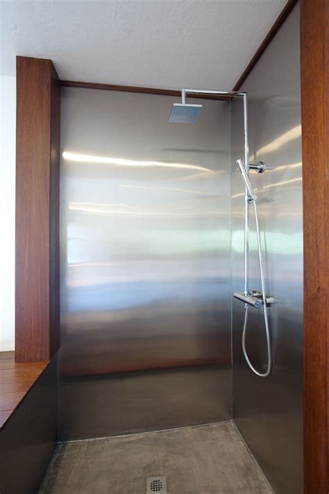 sheet metal shower walls|stainless steel shower wall surround.